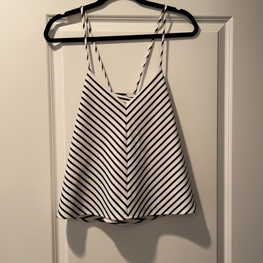 White and Navy Striped Strappy Summer Top